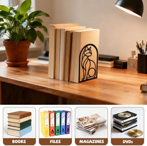 Peacoblue 4.7"x3.5"x7.1" Metal Bookends, Heavy Duty Book Ends for Shelves - Image 5