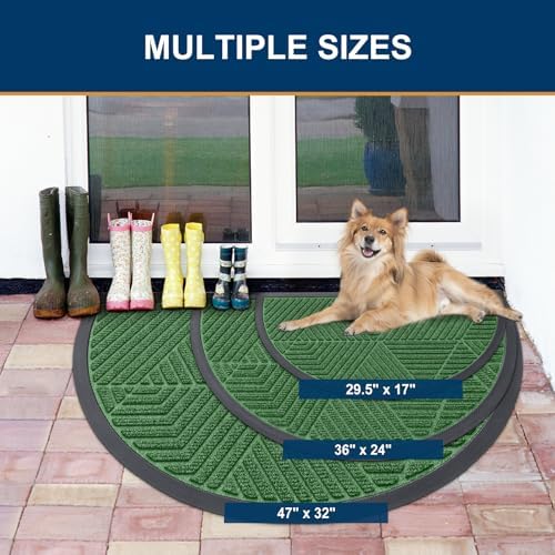 Smiry Half Circle Front Door Mat Outside Entrance, Rubber Doormat, 29.5x17 - Image 2