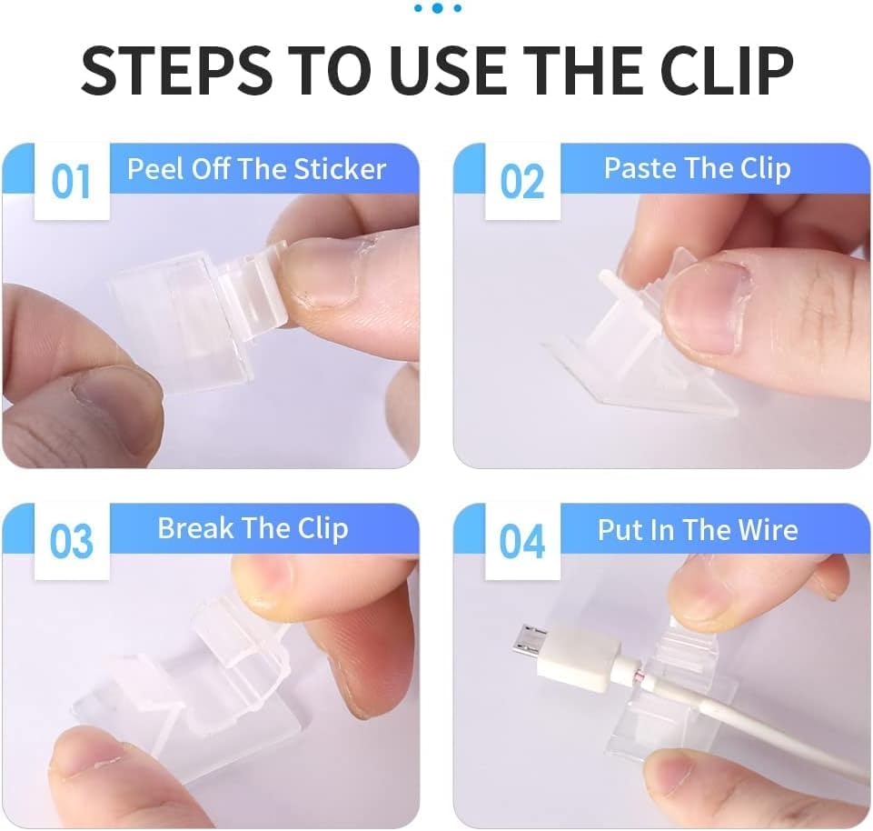 Viaky 30Pcs Adhesive Cable Clips Translucent Wire Organize Cables Holder - Image 2