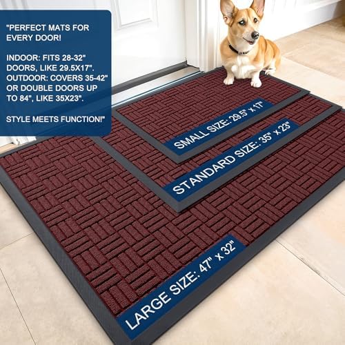 OLANLY Front Door Mat Outside Entrance 35x23, Heavy-Duty Rubber Doormat - Image 2