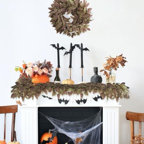 RECUTMS Artificial Eucalyptus Leaves Vine 6Ft 1PC Brown Ivy Garland - Image 3