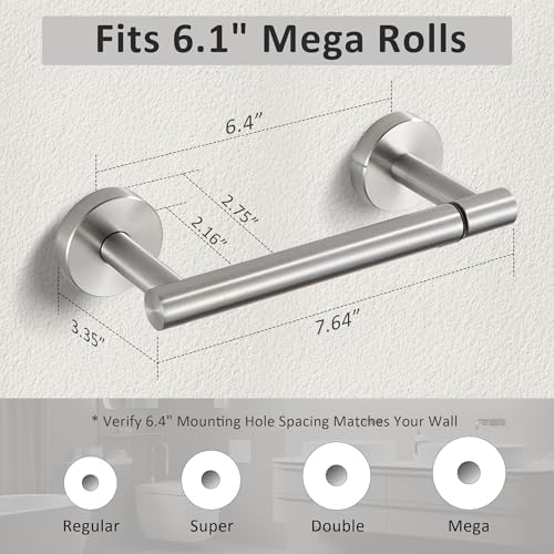 BVL Toilet Paper Holder Brushed Nickel Wall Mount Stainless Steel 304 Large Mega Roll - Image 6