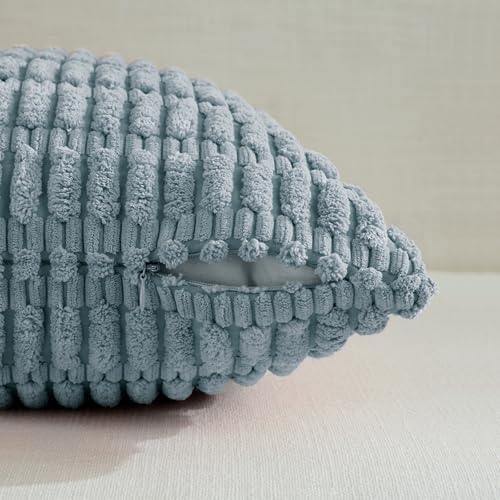 Fancy Homi 4 Packs Decorative Throw Pillow Covers for Living Room Couch Bed, Modern Farmhouse Boho Home Décor Accent Cushion Case, 20" x 20", Light Blue - Image 3