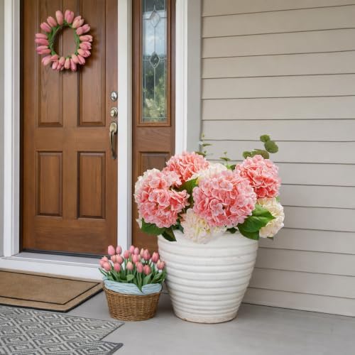 Jahe 4 Pcs Hydrangea Artificial Flowers, 20'' Tall Large Bloom Faux Hydrangea Flowers,Real Touch Fake Flowers, Bouquet Home Wedding Party Decor, DIY Floral Arrangement, Pink - Image 4