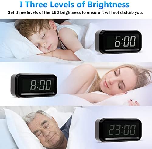 Digital Alarm Clock Battery Operated with LED Display for Bedrooms, Long Battery Life for 12 Months, 3 Brightness Adjustable, 12/24 Hour, Snooze, Black Case with White Digits - Image 3