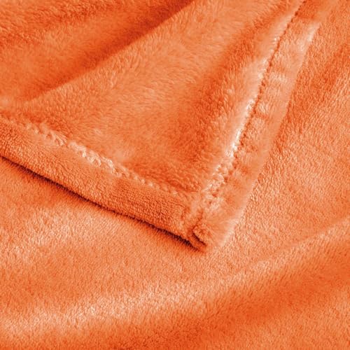 BEDELITE Fleece Blanket Soft Fall Oversized Bed Blanket Orange 120"x120" - Image 5