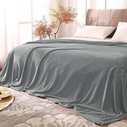 BEDELITE Fleece Blanket Soft Plush Full Bed Blanket Grey 84"x90" by BEDELITE