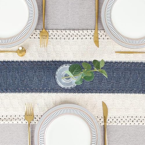 FEXIA Boho Table Runner for Home Decor 12x90 Blue Fall Rustic Decorations - Image 6