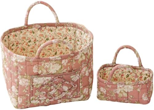 vctops 2 Pack Boho Fabric Quilted Storage Baskets for Organizing (Floral J) by vctops