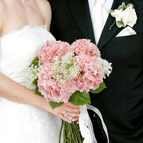 Jahe 4 Pcs Hydrangea Artificial Flowers, 20'' Tall Large Bloom Faux Hydrangea Flowers,Real Touch Fake Flowers, Bouquet Home Wedding Party Decor, DIY Floral Arrangement, Pink - Image 6