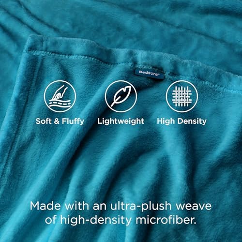 Bedsure GentleSoft Fleece Throw Blanket Teal - 300GSM Blankets for Couch, Sofa, Bed, Soft Lightweight Plush Cozy Throws for Toddlers, 50x60 inches - Image 4