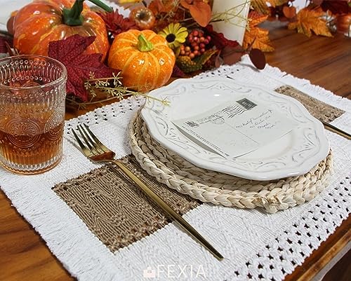 FEXIA Boho Placemats Set of 4, Macrame Table Mats Farmhouse Dining Decor - Image 4