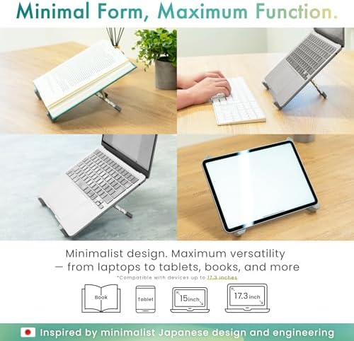 BELLEMOND Adjustable Laptop Stand | Foldable Aluminum Riser | X-Frame Ergonomic Japanese Design | Fits MacBook Pro/Air, Dell, Lenovo & 10–17.3” Laptops | Portable & Lightweight | Space Silver - Image 2