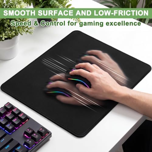 3 Pack Mouse Pad, Stitched Edges and Non-Slip Rubber Base, Black - Image 3