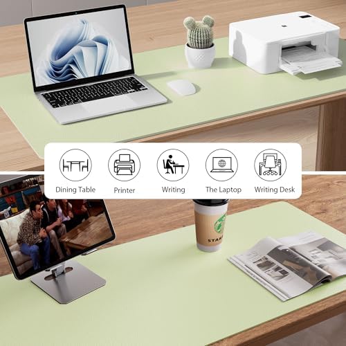 Aothia Leather Desk Pad Protector, Large Mouse Pad, Office Desk Mat, Non-Slip PU Leather Desk Blotter, Laptop Desk Pad, Waterproof Desk Writing Pad for Office and Home (Grass Green, 23.6" x 13.7") - Image 6