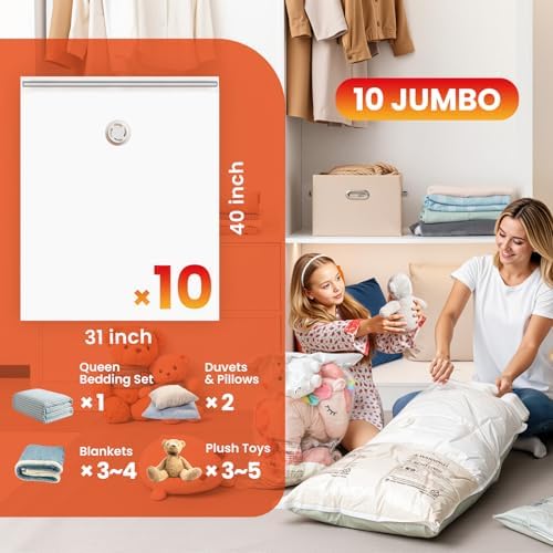 TAILI 10 Pack Vacuum Storage Bags, Jumbo Size (31×40 inch), Cream - Image 3