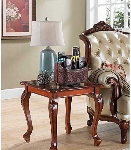 YAPISHI Antique Leather Remote Control Holder, 360 Degree Spinning Desk TV Remote Caddy/Box, Bedside Table Organizer for Controller, Media, Calculator, Mobile Phone and Pen Storage - Image 6