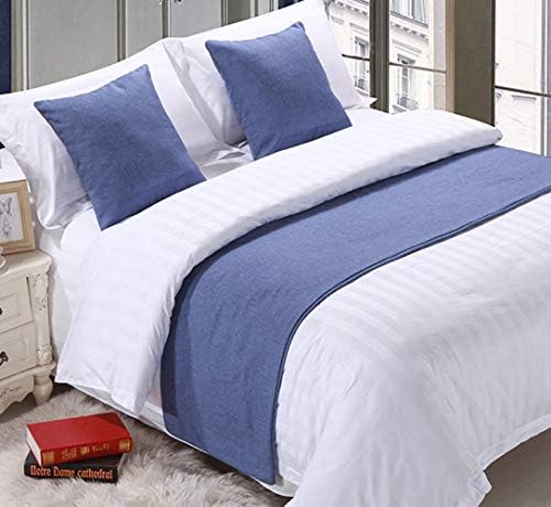 Mengersi Solid Bed Runner Scarf Protector Slipcover Bed Decorative Scarf for Bedroom Hotel Wedding Room (King, Light Blue) by Mengersi