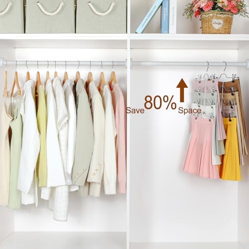 TOPIA HANGER 4 Tier Metal Skirt Hangers with Clips 80% Space Saving 2 Pack - Image 2