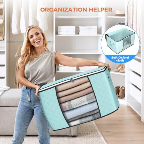 90L Large Storage Bags, 8 Pack Clothes Storage Bins Closet Organizers - Image 6