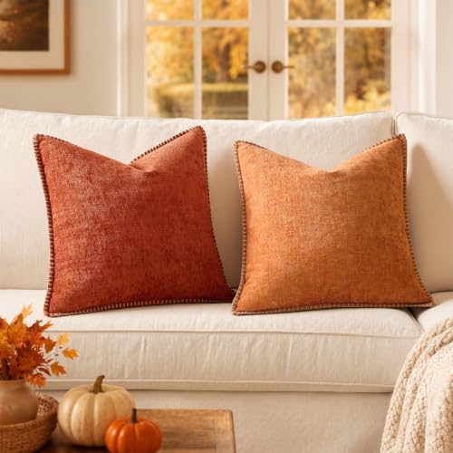 MIULEE Fall Decorative Couch Throw Pillow Covers 18x18 Inch Rust 2 Pack - Image 5