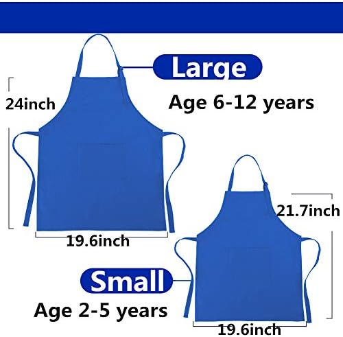 Kids Apron and Chef Hat Set, Cotton Child Toddler Aprons with Pocket - Image 3