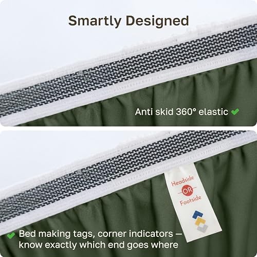 California Design Den Organic Cotton King Size Fitted Sheets, Olive Green - Image 5