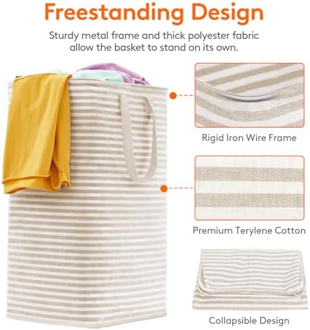 Lifewit 80L Large Laundry Baskets, Laundry Hampers Bags, 2 Pack, Beige - Image 2