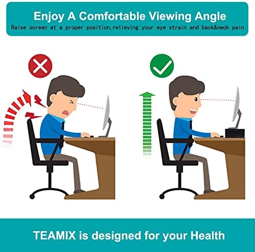 TEAMIX Black Monitor Stand Riser, Wood Desk Organizer for Laptop & Computer - Image 6