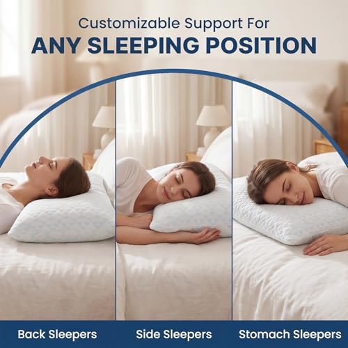 Alkyonos Shredded Memory Foam Pillows for Sleeping, Adjustable Firm Pillow for Side, Back and Stomach Sleepers, Very Soft ＆ Warm for Winter ＆ Spring, King Size Set of 2 - Image 4