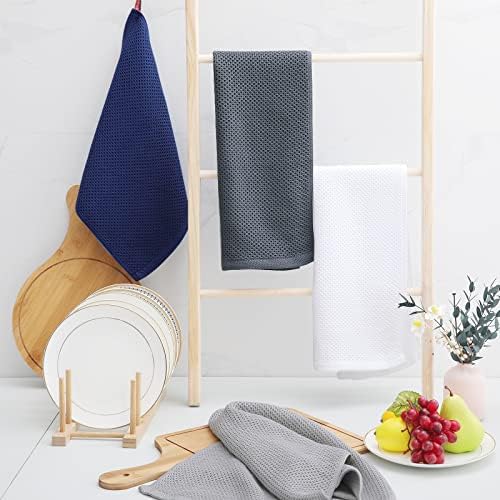 Homaxy 100% Cotton Waffle Weave Kitchen Dish Towels 4-Pack, Light Gray - Image 6