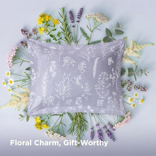 Bedsure Floral Comforter Set Cute Bedding Set Queen Reversible Lavender - Image 6
