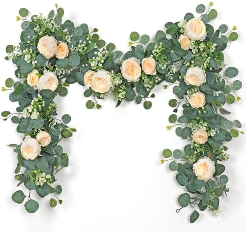 Artificial Eucalyptus Flower Garlands, Champagne, 2PCS by SOMYTING
