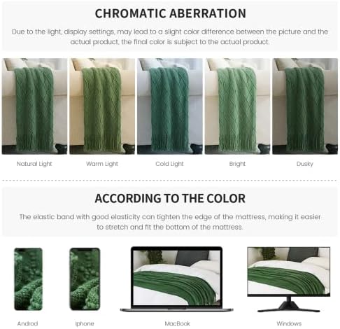 BOURINA Green Throw Blanket 50x60 Inch Boho Knitted Soft Throw Sofa Blanket - Image 6