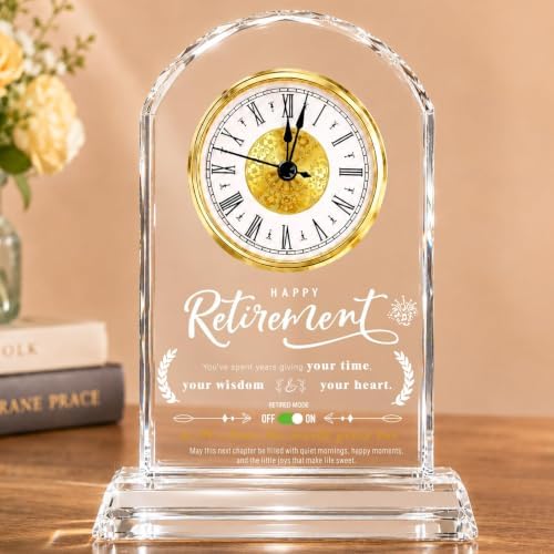 Retirement Gifts for Men, Crystal Quartz Desk Clock Keepsake Gift by Lovin+Product