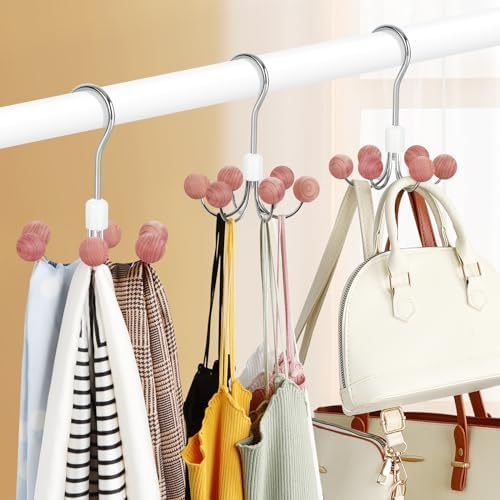 TOPIA HANGER Hoodie Hangers 2-Pack with 6 Cedar Balls, 360°Swivel Purse Hanger, Scarf Hanger, Closet Hooks, Handbag Organizer, Bra Hanger, Accessory Organizers for Scarf, Tanktop, Hat, Hoodie CT43C - Image 5