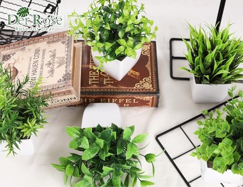 Der Rose 6 Pack Small Potted Fake Plants for Bathroom Home Decor Indoor - Image 3