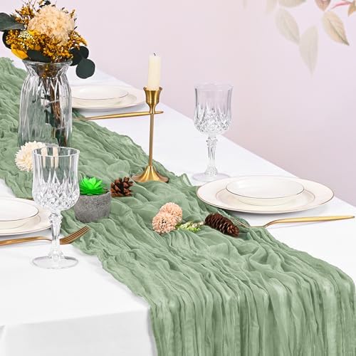 10 Pack Sage Green Cheesecloth Table Runner 17x108 Inch Boho Gauze Cheese Cloth Table Runners for Wedding Party Baby Shower Birthday Home Decor - Image 7