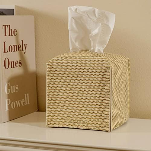 OLETHA Square Tissue Box Cover, Desk Decor, Rattan Embossing, 2 Pack - Image 2