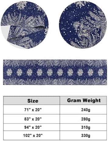 Navy Blue Christmas Bed Runners for Cal King Size Bed, Winter Snowflake Decorative Bed Throws for Foot of Bed, Xmas Botanical Bed Runner Sofa Throw Bedding Scarf Protector Slipcover for Bedroom/Hotel - Image 6