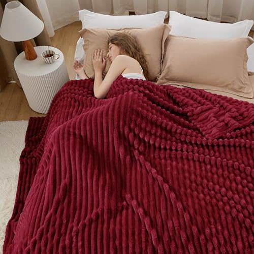 Bedsure Soft Cal Size Blanket for Bed Deep Red 102"x96" - Image 3