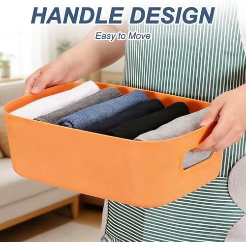 uxcell 4Pcs Yellow Plastic Storage Bins 9.6"x6.6"x3.9" Pantry Organizer - Image 4