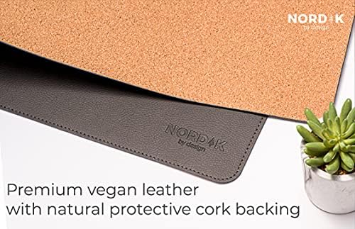 Nordik Leather Desk Mat - Cork Gunmetal Gray - Leather Desk Pad 35x17 in - Image 4