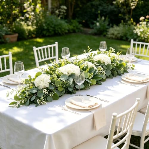 NULLEINS 150Pcs Artificial Eucalyptus Greenery Stems Bulk with Hydrangea - Image 5