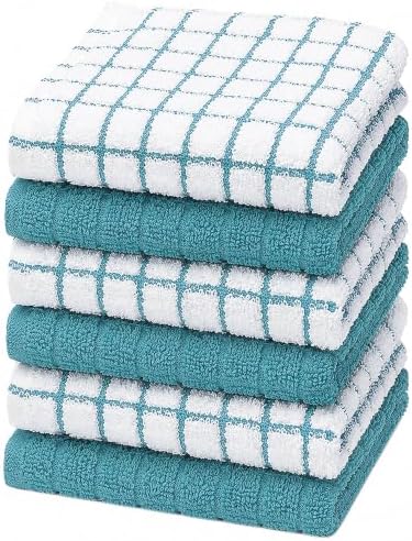 Bumble Dish Cloths (6-Pack), 100% Cotton Kitchen Towels, 12"x12" - Aqua by BumbleTowels