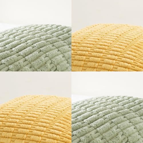 Fancy Homi 4 Packs Decorative Throw Pillow Covers for Living Room Couch Bed, Modern Farmhouse Boho Home Décor Accent Cushion Case, 24" x 24", Yellow Green Series - Image 4