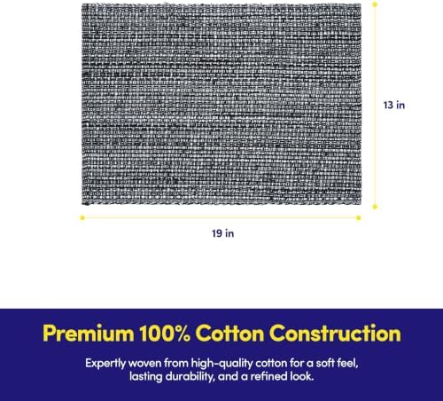 Sweet Home Collection 100% Cotton Placemats for Dining Room Rectangle Two Tone Woven Fabric 13" x 19" Soft Durable Table Mat Set, Set of 6, Black - Image 3