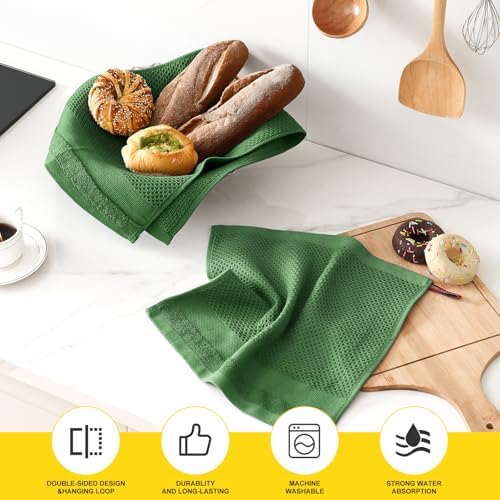 Homaxy Kitchen Towels and Dishcloths Set, Set of 10, Grass Green - Image 4