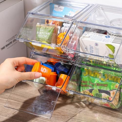 Yerliker 4 Pcs Stackable Storage Bins with Lids Organizer, Clear - Image 3