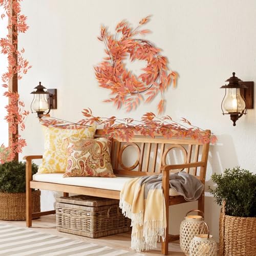 RECUTMS Artificial Silk Willow Leaves Vine Twig 2Pc 5.7Ft Fall Ivy Garland - Image 3